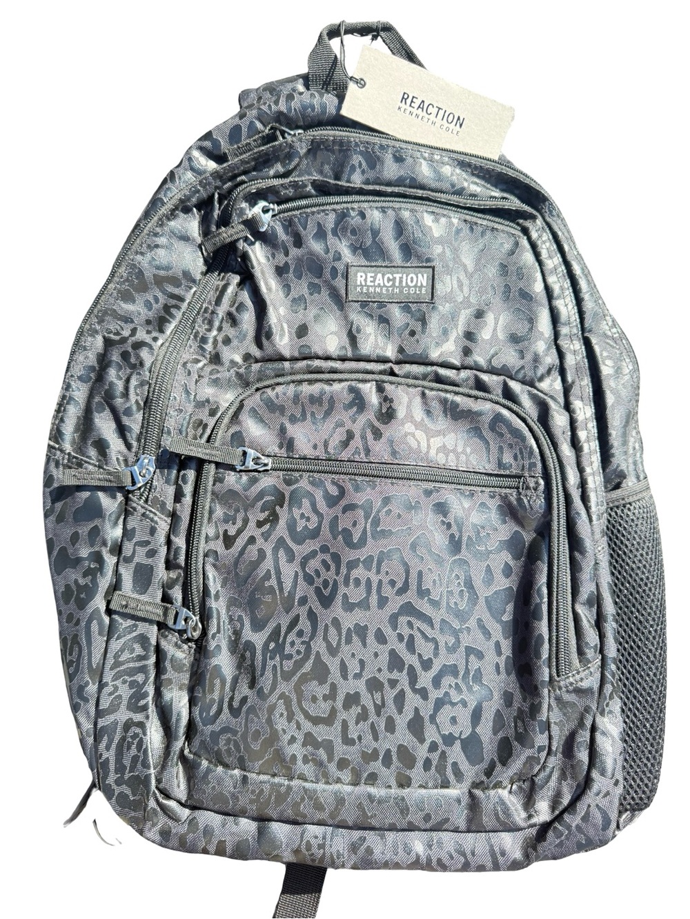 Kenneth Cole Reaction Leopard Print Silver Black Backpack NWT